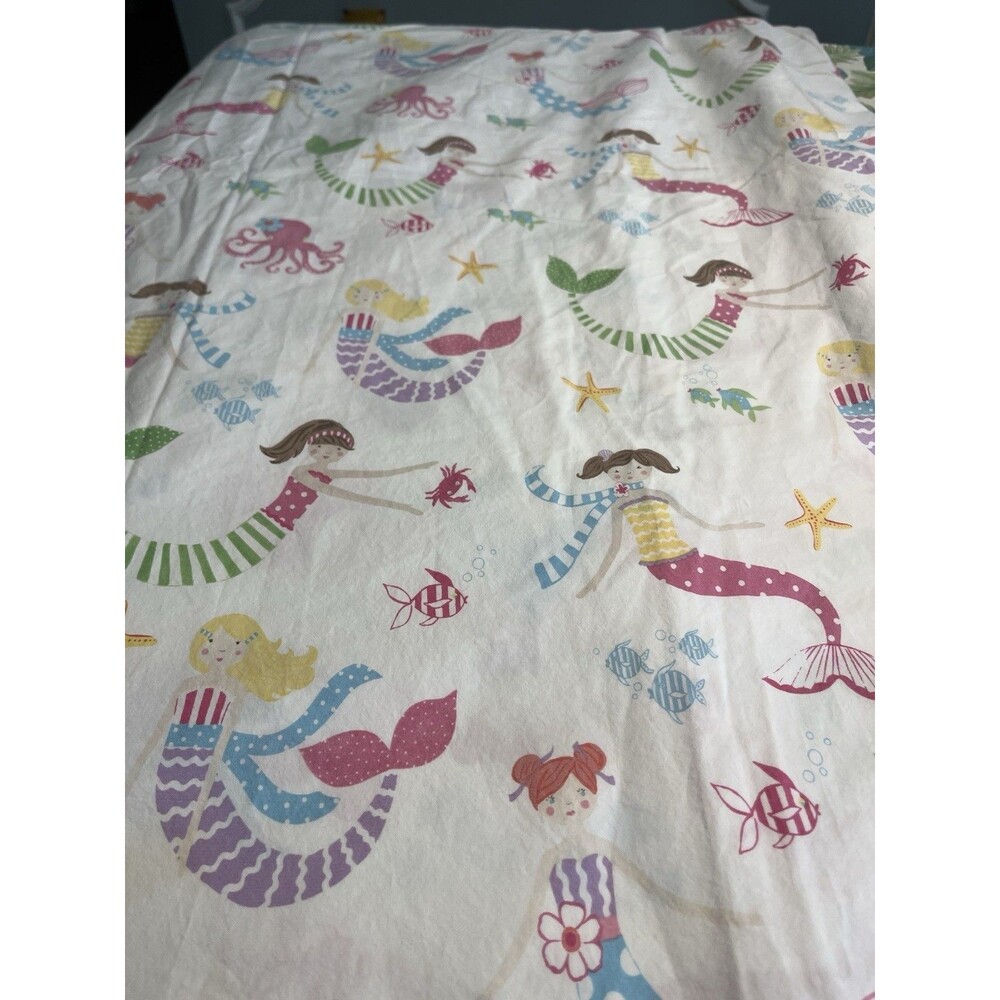 Pottery Barn Mermaid Fish Octopus Full Size Sheet Flat Only